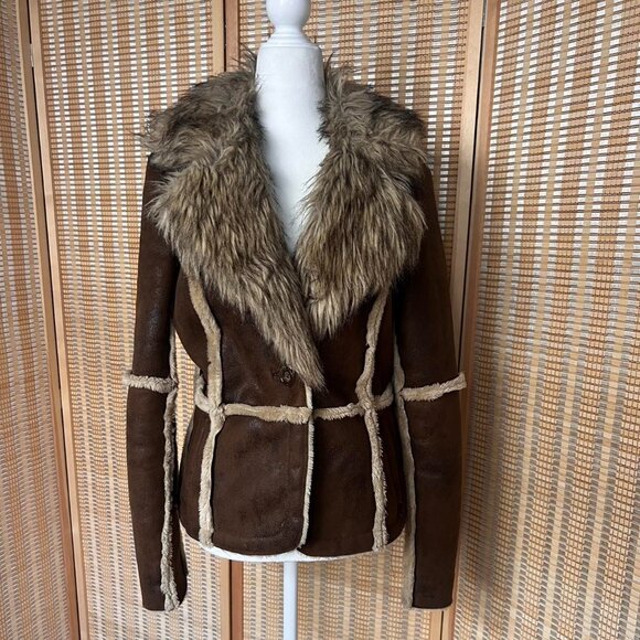 Baby Phat brown faux fur jacket with button up closure and front pockets - Picture 1 of 4